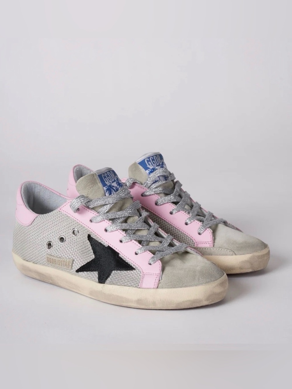 Golden Goose Superstar Low-Top Sneakers in Pink, Gray & Black
